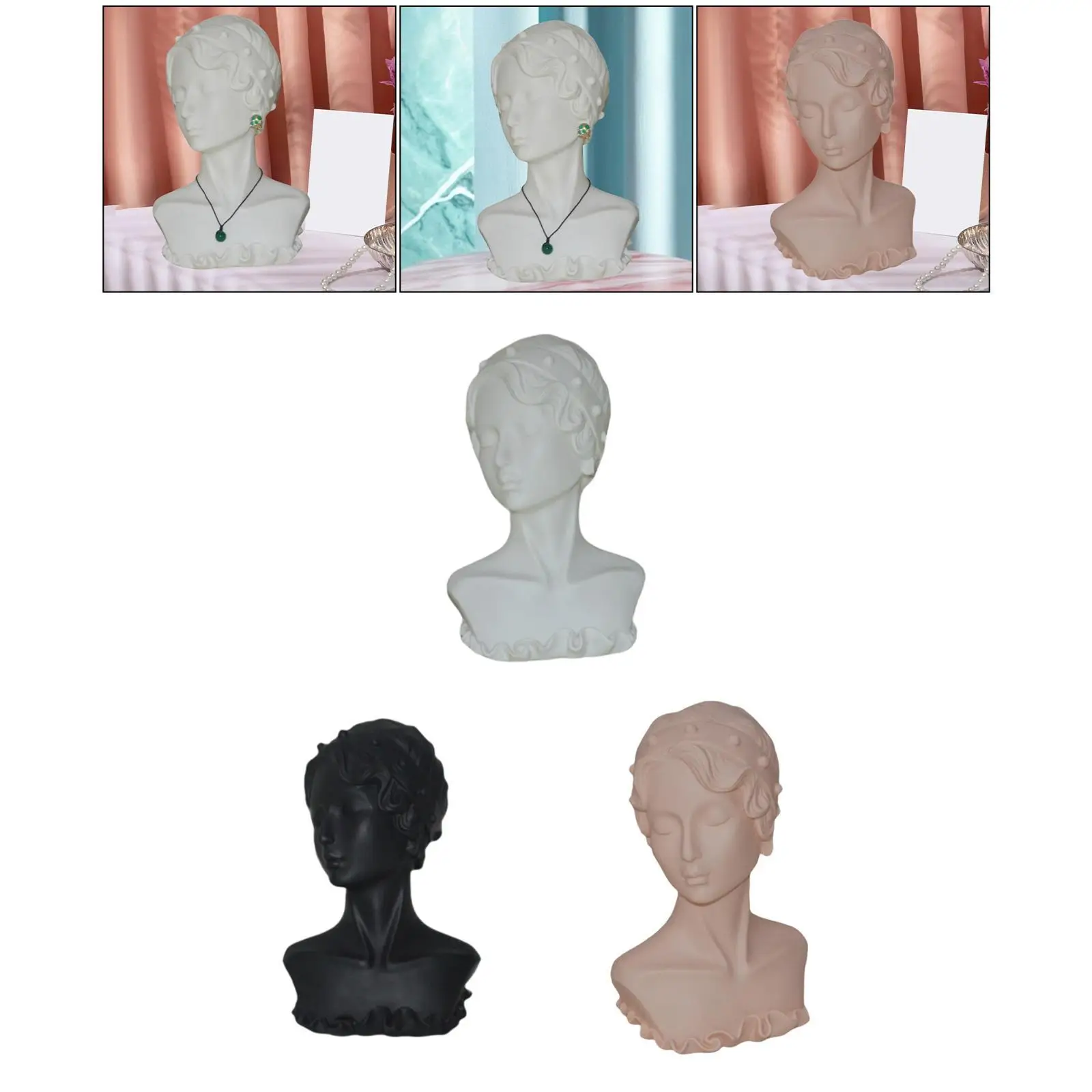 Jewelry Display Mannequin Versatile Jewelry Organizer Female Mannequin Head for Necklace Hat Store Home Bedroom Shopping Mall