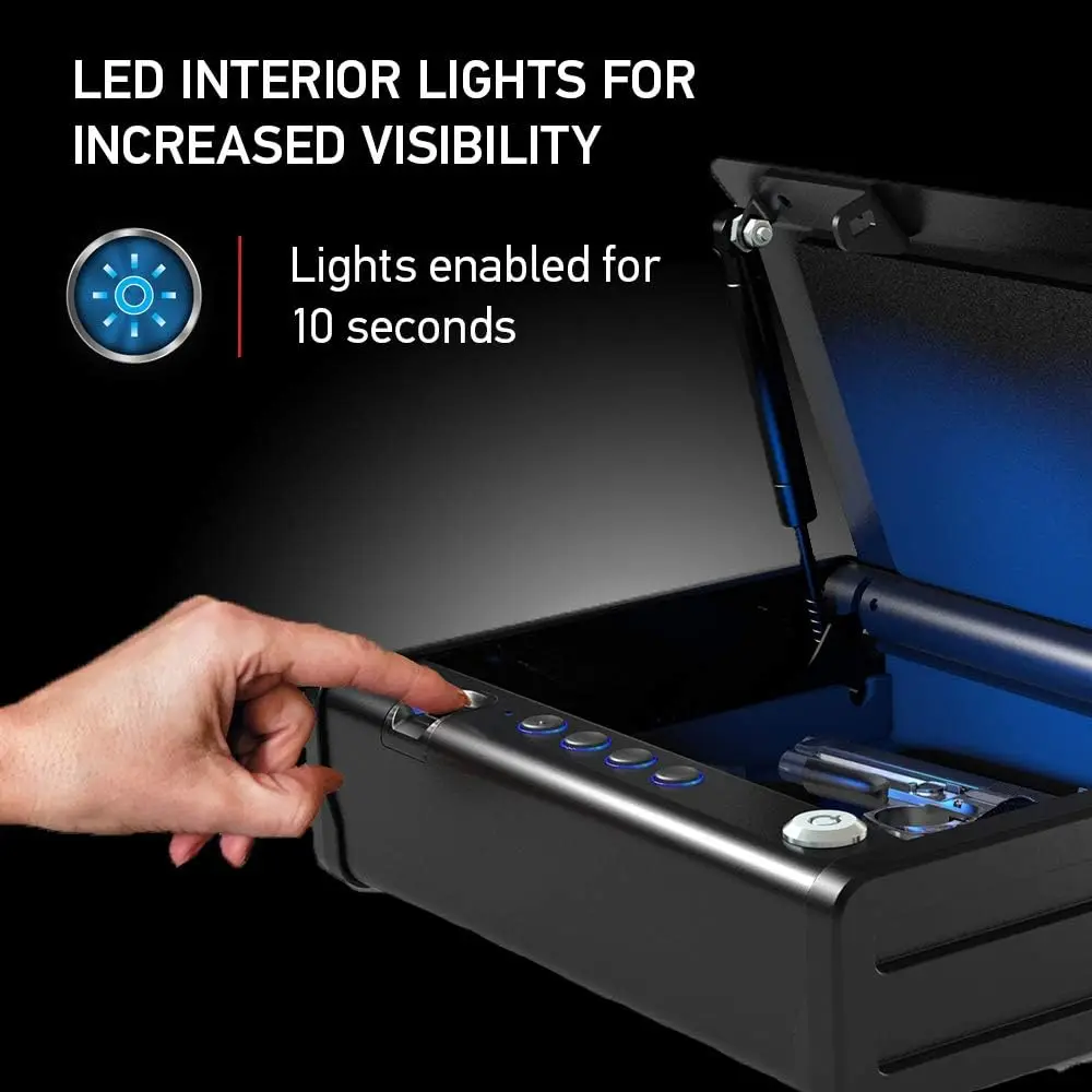 Biometric Gun Safe for Handgun or Pistol, Fingerprint Safe with Interior Light, 1 Handgun Capacity, Firearm Storage with Bolt Do