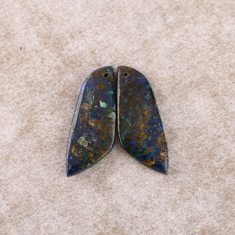 

B&F Handmade Chrysocolla Nugget Earring Beads 37x34x5mm 7.9ag Natural Stones for Jewelry Making