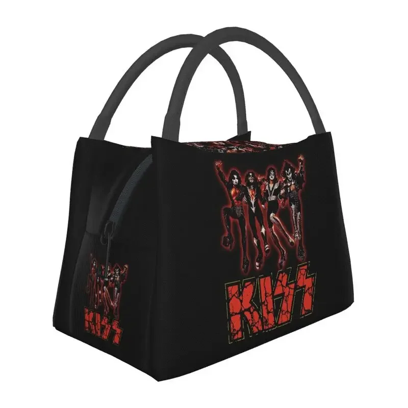 

Rock Band Kiss Lunch Boxes for Women Heavy Music Thermal Cooler Food Insulated Lunch Bag Travel Work Pinic Container