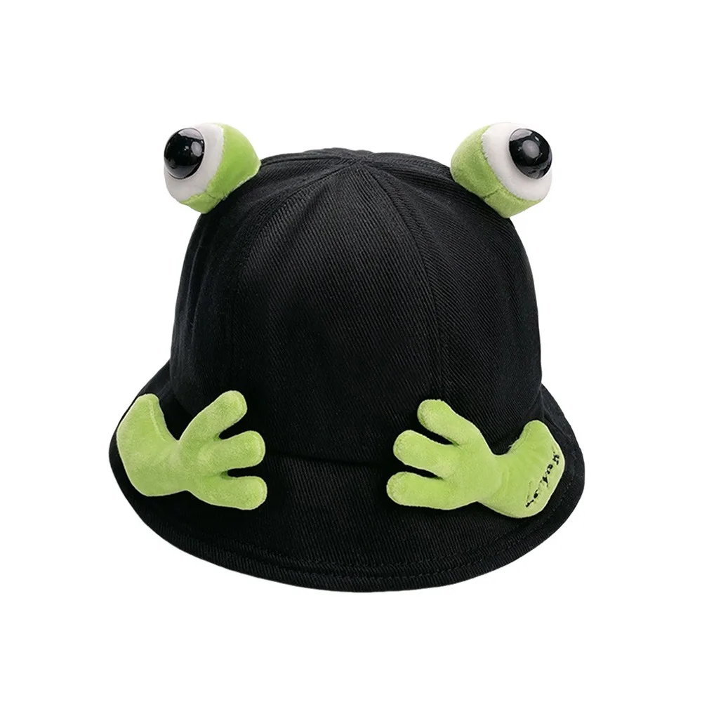 

Cute Cotton Frog Bucket Hats UV Protection Breathable Fishing Caps Bucket Hats Summer