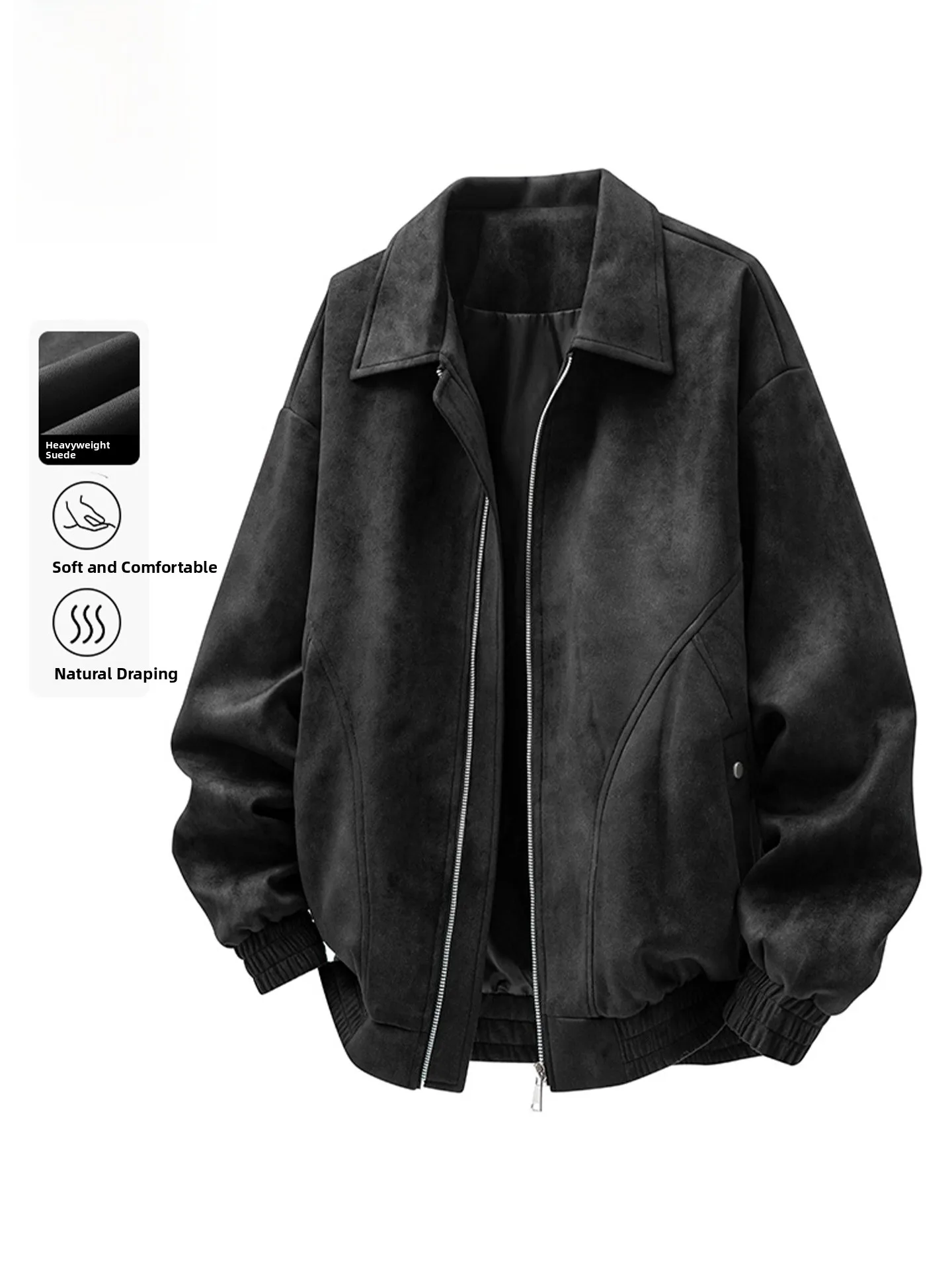 

Мужская замшевая куртка Jeanswest, осень 2022, американская повседневная ветрозащитная верхняя одежда на молнии с застежкой-молнией Long Sve