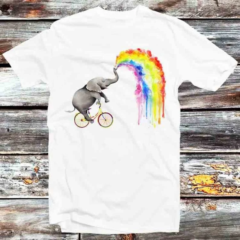 

Elephant Spraying Rainbow Tee