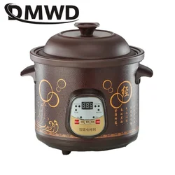 DMWD 1.5L Electric Mini Slow Cooker Stew Soup Porridge Health Pot Time Control Ceramic Baby Food Cooking Machine Meal Steamer EU