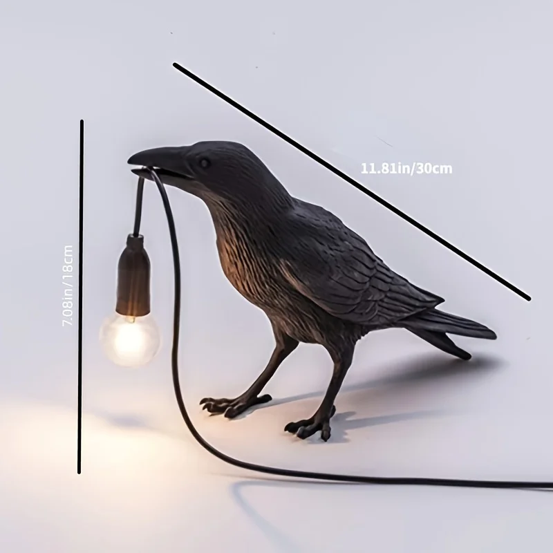 Gothic Crow Lamp Belt USB Line Crow Table Lamp Desktop Art Decoration Living room bedroom decoration