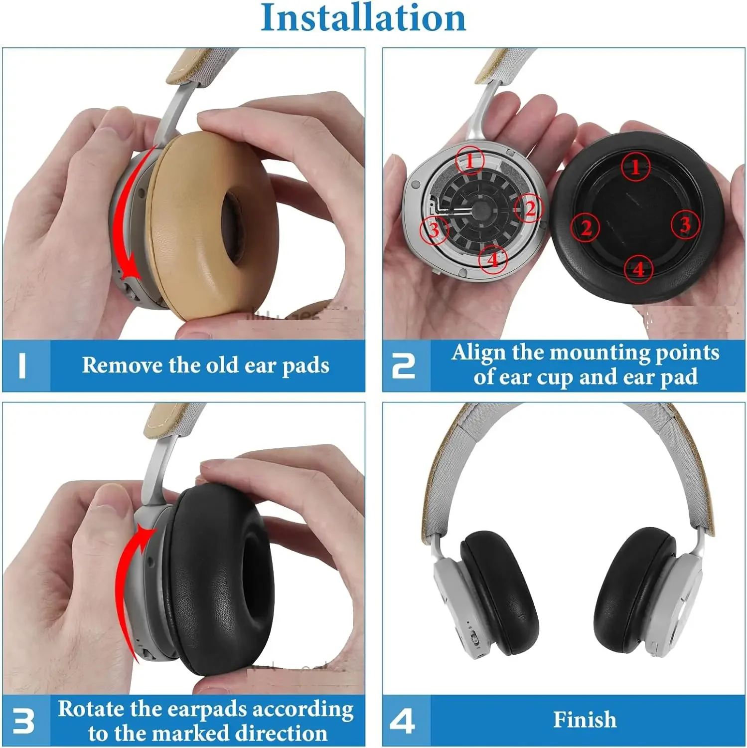 V-MOTA cuscinetti per le orecchie in pelle di pecora compatibili con i cuscini per le orecchie Bang & Olufsen Beoplay H8i, non si adattano al Beoplay H8 e ad altri modelli (1 paio)