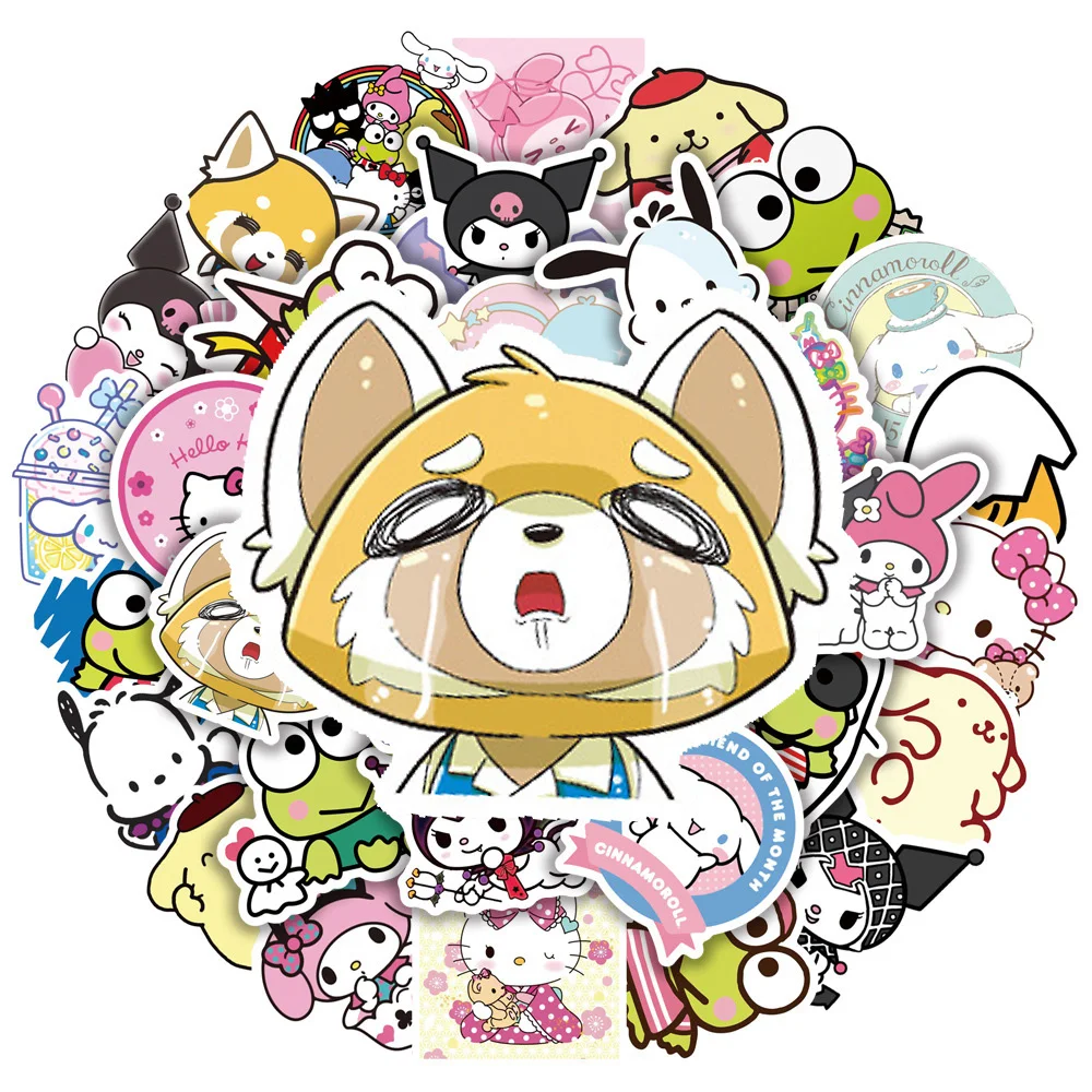 

10/30/50pcs Kawaii Cartoon Sanrio Stickers Cute Kuromi Melody Pochacco Anime Sticker DIY Skateboard Phone Waterproof Decals Pack