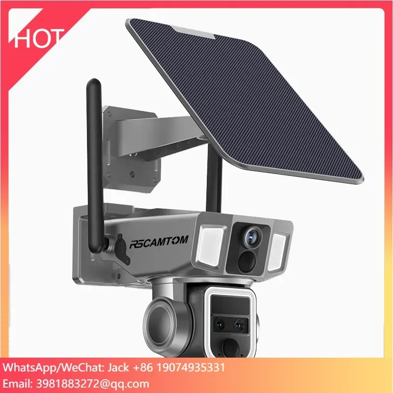 Rscamtom 12MP Solar Beveiligingscamera Draadloos Buiten 10X Zoom Alarm Push Wifi 4G 2 in 1 CCTV Camera