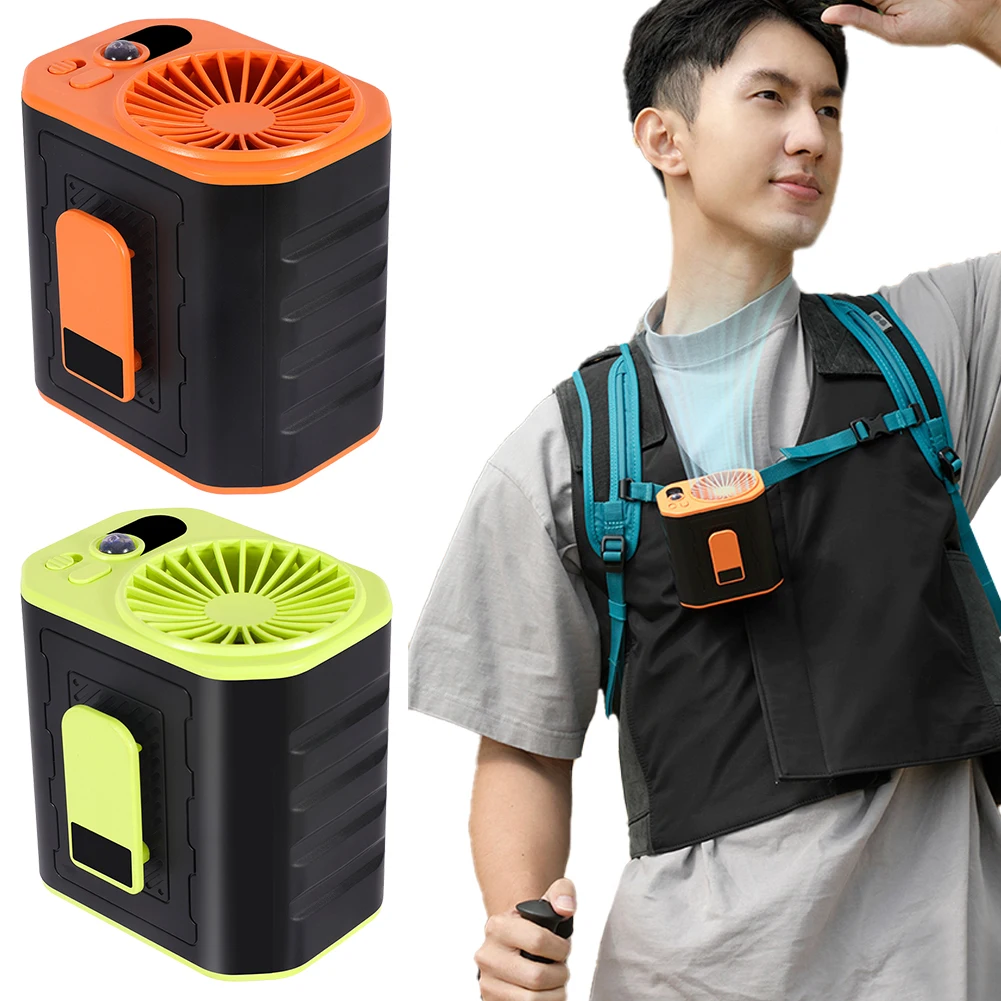 Mini Hanging Neck Fan Waist Fan 3 Speeds Wearable Personal Fan with Flashlight for Outdoor Sports Camping Hiking Travel Fishing