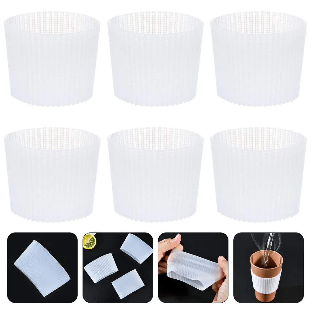 

6pcs Silicone Cup Cover Non-Slip Heat Insulation Bottle Sleeve Anti-Scald Mug Holder Ceramic Glass Coffee Cup Sleeve Protective