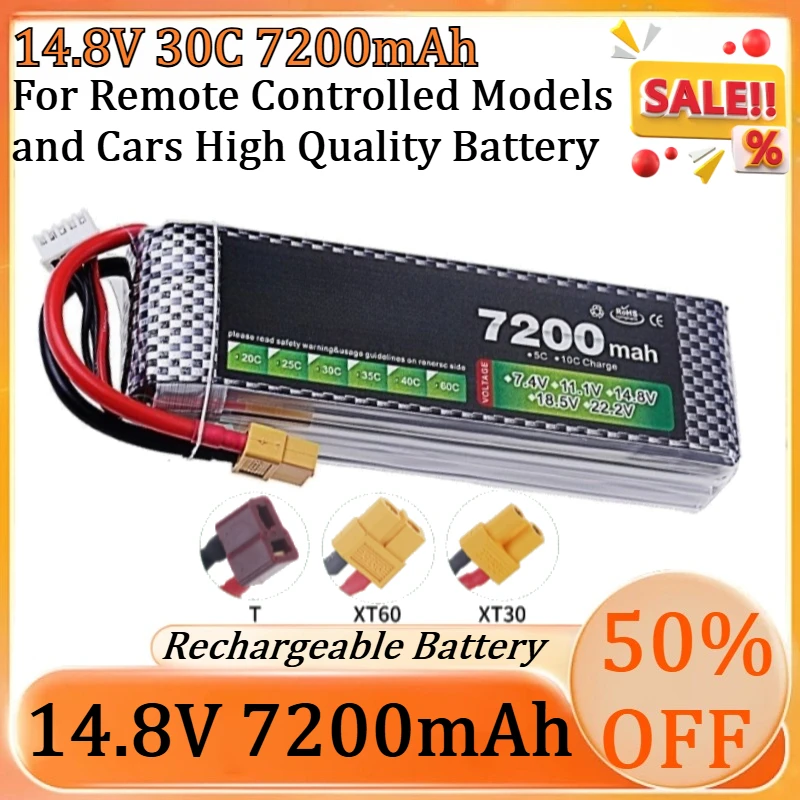 New 14.8V 7200MAH 30C Polymer Lithium Battery for 4S Batteries for Remote Controlled Models and Cars High Quality Battery
