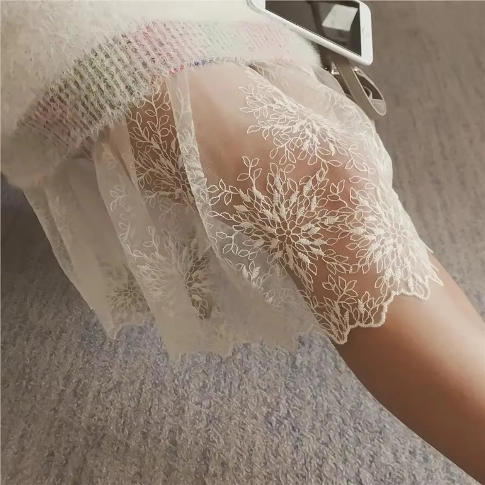 

Casual Lace Women Half Skirt Elastic Natural Waist a-Line Base Skirt Knee Length Inner Lining Skirt Women's Petticoat