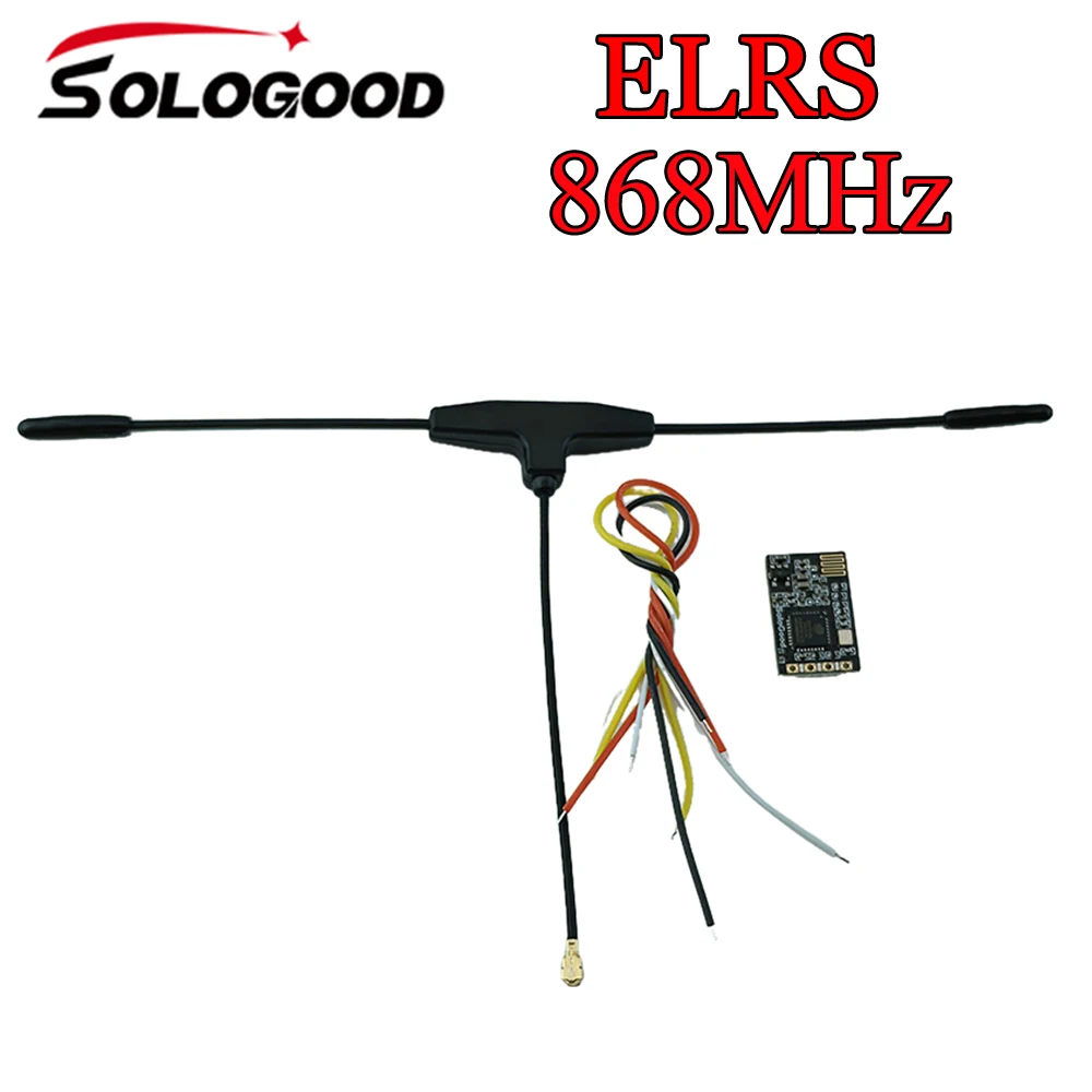 SoloGood Ricevitore ELRS 750 MHz 868 MHz con antenna tipo T MCU ESP8285 50 mW Potenza di telemetria per RC Racing Drone