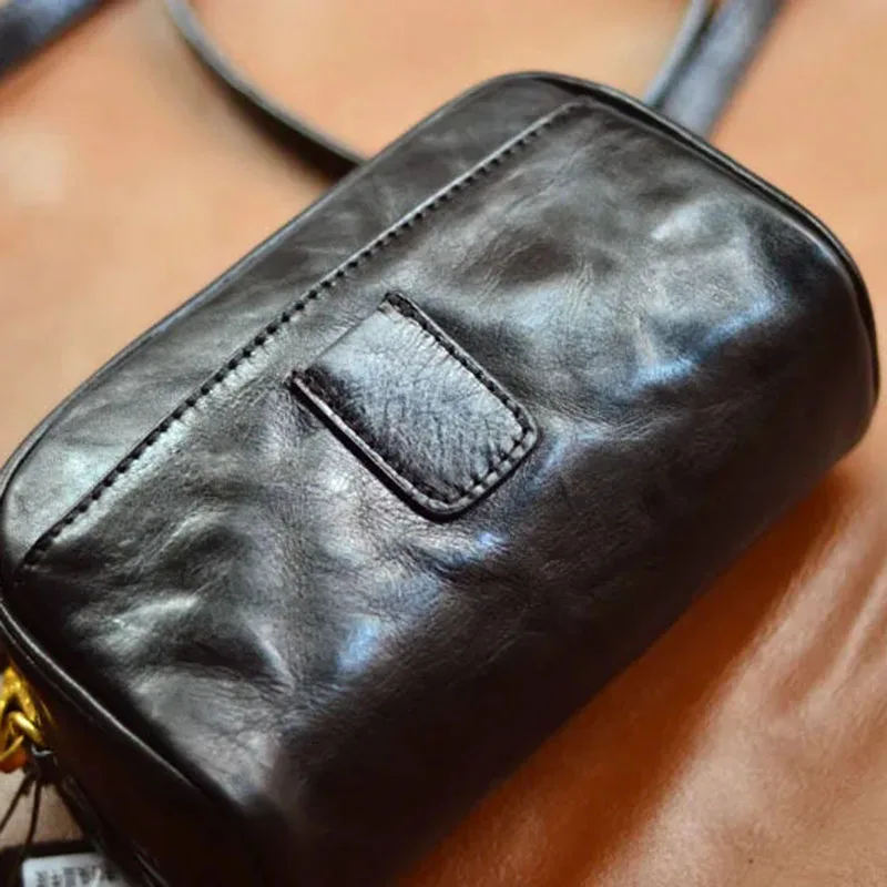 

AETOO Plant tanned cow leather retro folding small square bag leather all fashion casual single shoulder crossbody bag retro