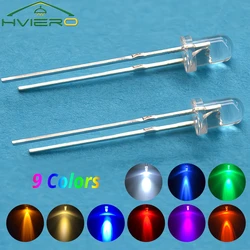 100Pcs F3 3mm Round White Red Green Blue Water Clear Diode LED Assortment Kit Ultra Super Bright Light Emitting Diodes Bulb Lamp