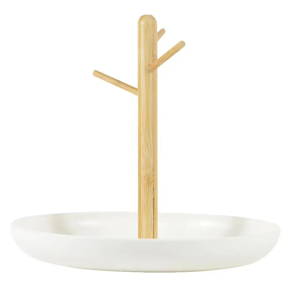 1Pcs Jewelry Display Stand Stylish Ring Holder Necklace Holder Earring Storage Rack Desktop Decoration Bamboo Craft Home