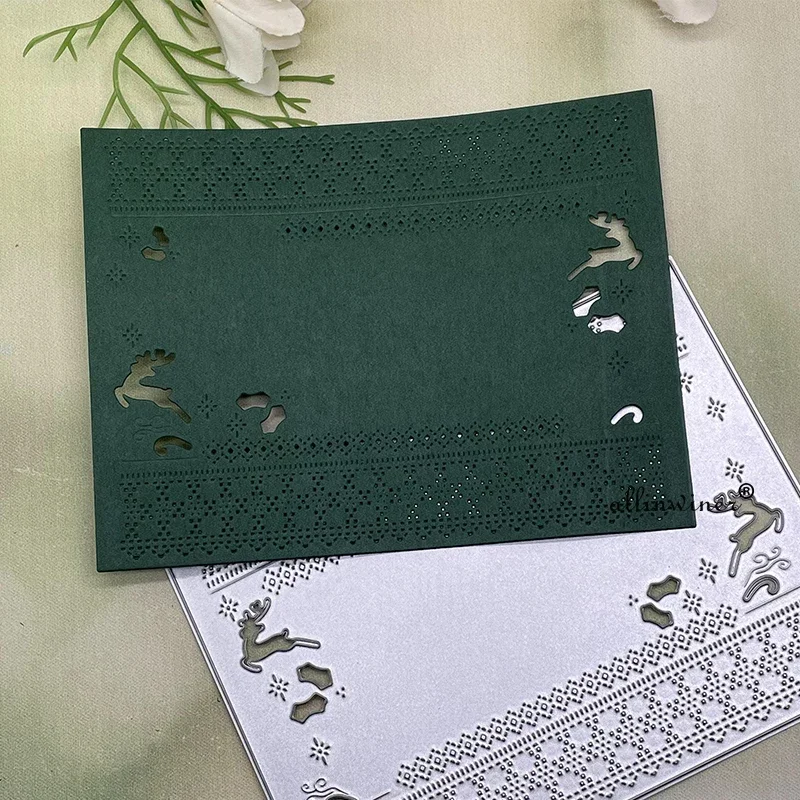 Christmas elk frame DIY Craft Metal Cutting Die Scrapbook Embossed Paper Card Album Craft Template Stencil Dies