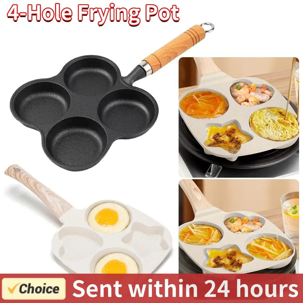 Sartén para tortilla de 4 agujeros, sartén para huevos fritos, revestimiento de granito, sartén para tortilla de huevo dividida, sartén antiadherente para panqueques para estufa de Gas y Cocina de Inducción