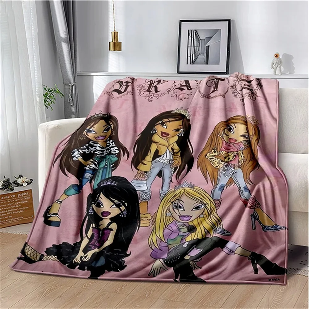 Kawaii Bratz Cartoon Anime Cute Throws Blanket Sofa Home Hiking Picnic Beds Fashion Super Soft Flannel Blanket Birthday Gift