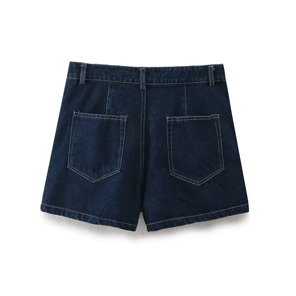 Maxdutti Summer Mini Skirt Women Minimalist Women's High Waisted Asymmetrical Denim Bermuda Shorts Women Culotte