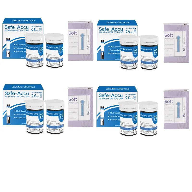 Tiras reactivas para análisis de glucosa en sangre Safe Accu, 50/100/200 unidades, adecuadas para Safe Accu con lancetas, detección de azúcar en sangre sin glucómetro