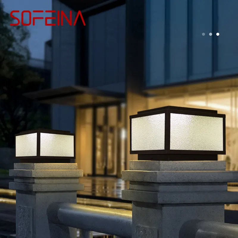 

SOFEINA Outdoor Solar Post Lamp LED Creative Square Pillar Lights Waterproof IP65 for Home Villa Hotel Porch Courtyard