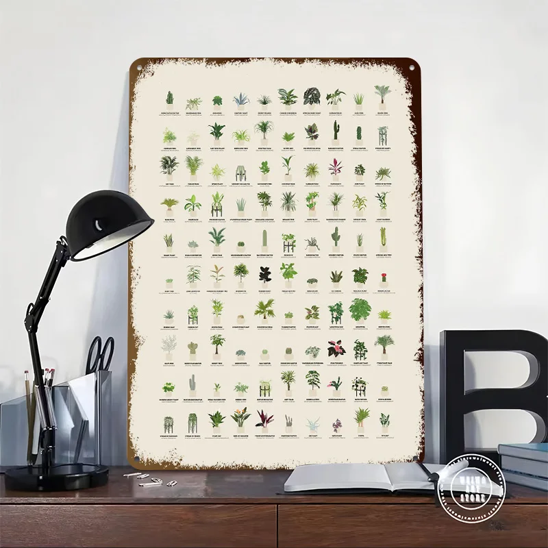 Houseplants Ultimate Guide Personalized 3D Textured Metal Poster Wall Art Tinplate Sign for Decoration Bedroom Home Decor Luxury