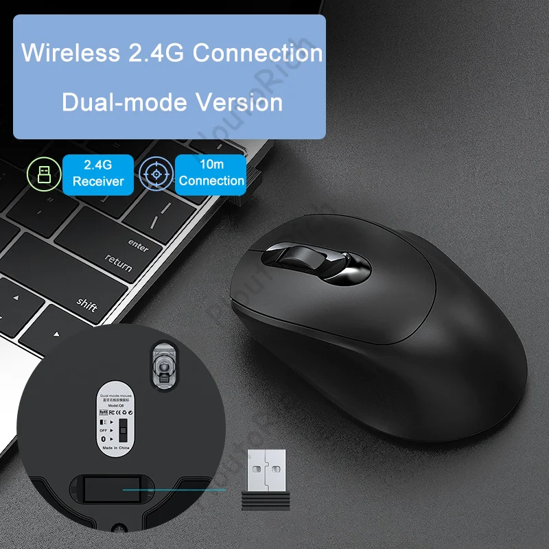 Wireless Rechargeable Mouse Ergonomics Design Low Noise Button DPI Adjustable Button System Compatible Dual-mode Bluetooth Mause