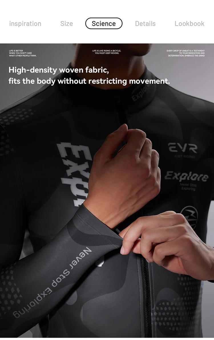 EVR Pro Herren Winter Fleece Fahrradtrikot Thermisch Winddicht Langarm Fahrradjacke Warme Rennrad MTB Fahrradbekleidung – Detail 8