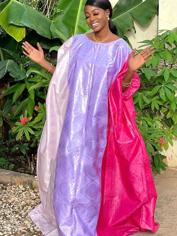 

Original Bazin Riche Three Colors Long Dresses For African Ankara Women Dashiki Robe Boubou Brocade Bazin Riche Clothing