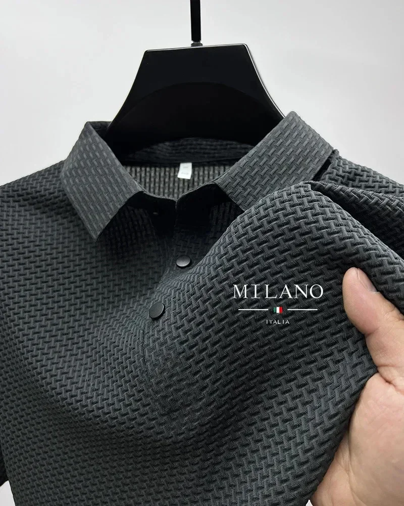 Cool POLO Shirt for Men Casual Wear Lapel Button-down Solid Color Men's Vintage Shirt S-2XL