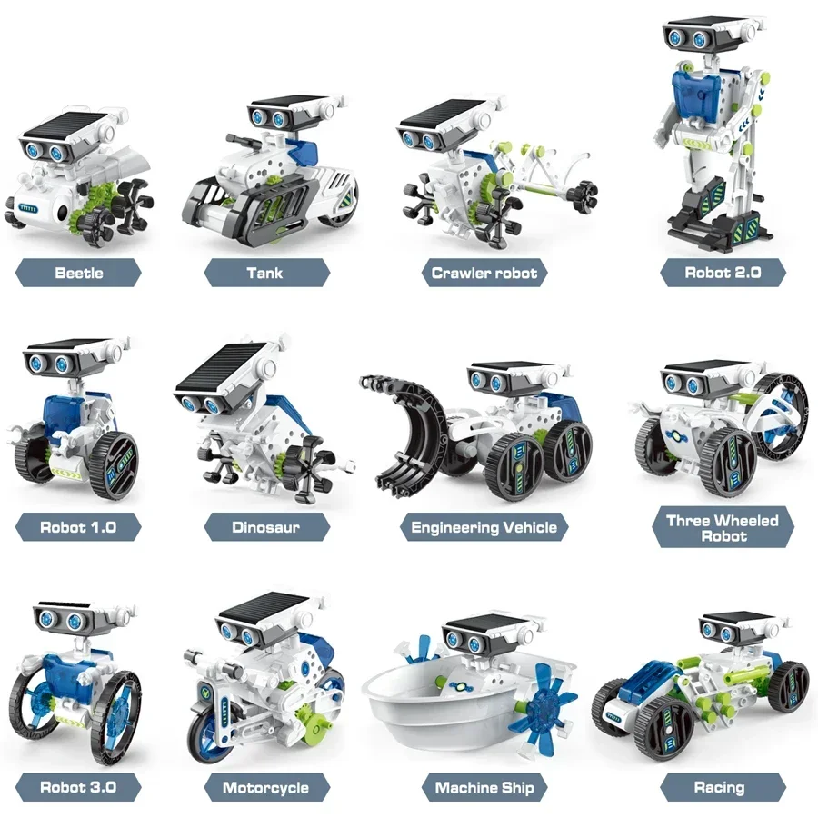 12 In 1 Science Solar Robot Kids Diy Building Powered Learning Tool Stem Education Games Technological Toys Children Gift