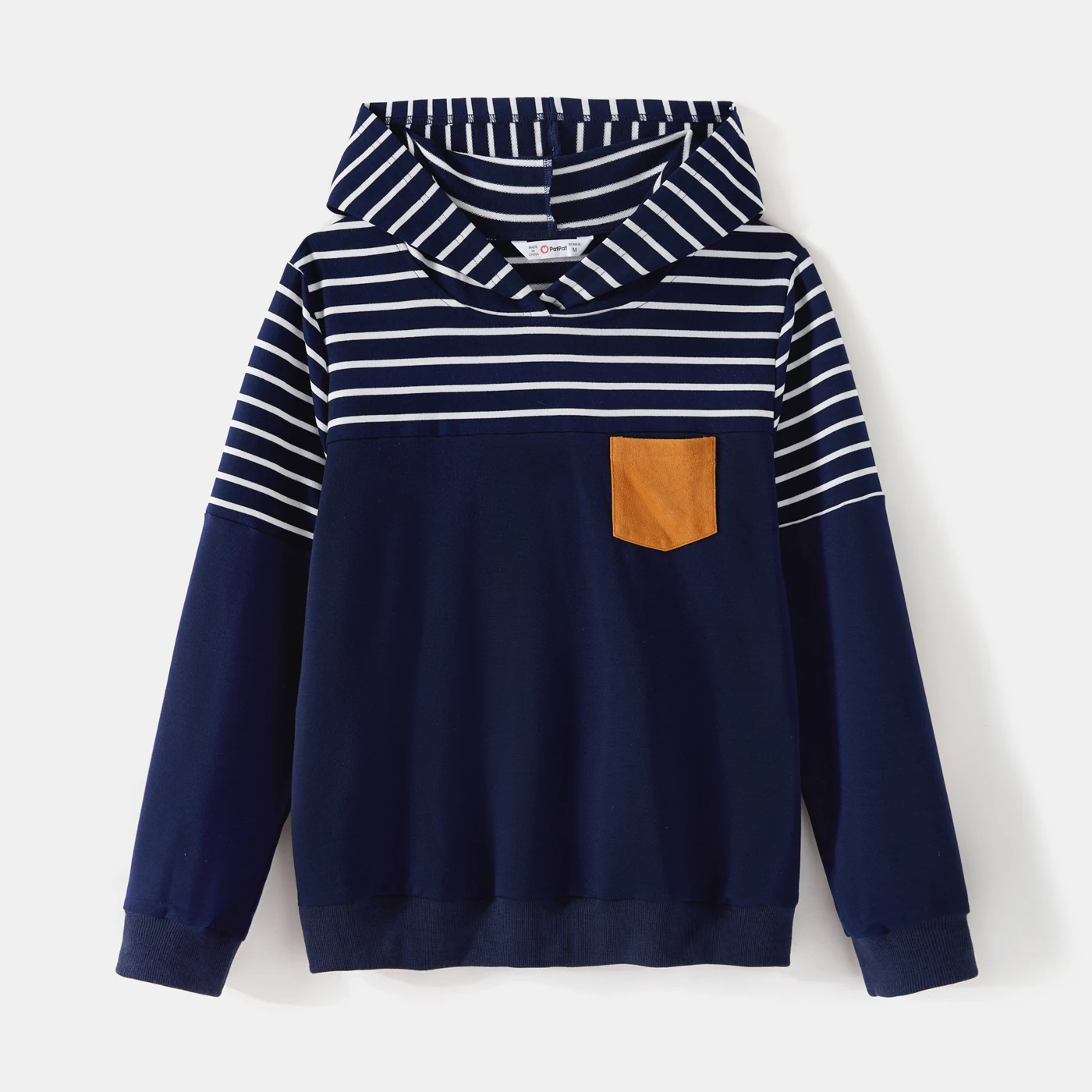 PatPat Family Matching Outfits Blue Striped Spliced Long-sleeve Hoodies