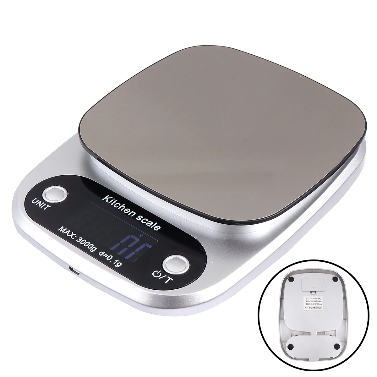 

1pc Kitchen Scale Digital Stainless Steel Pocket Food Household Weighing Precision Jewelry Rechargeable Lightweight Portable