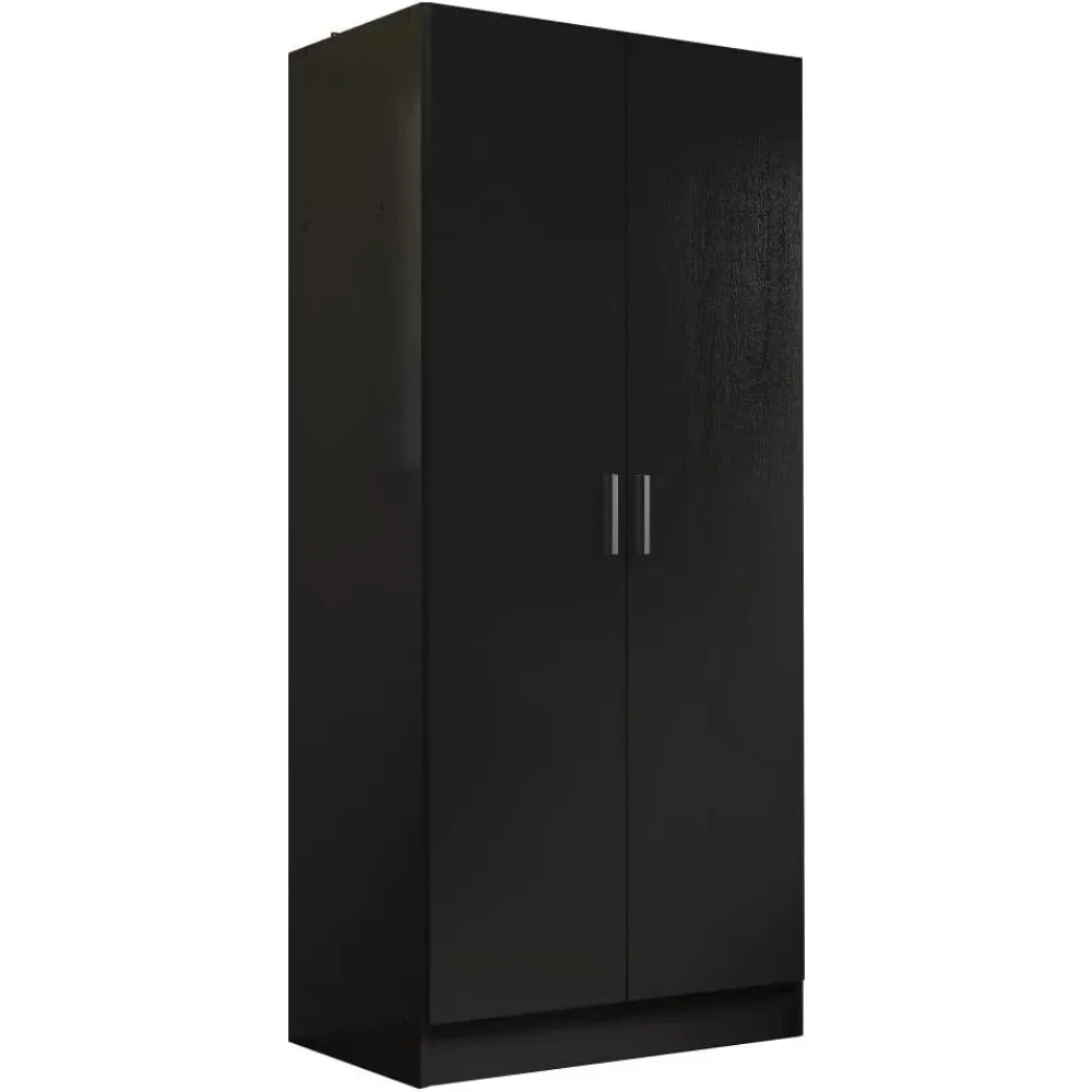 2 Door Closet Hanging Storage Spacious Cabinet with Shelf 31 Inch Modern Organization Unit for Bedroom and Office