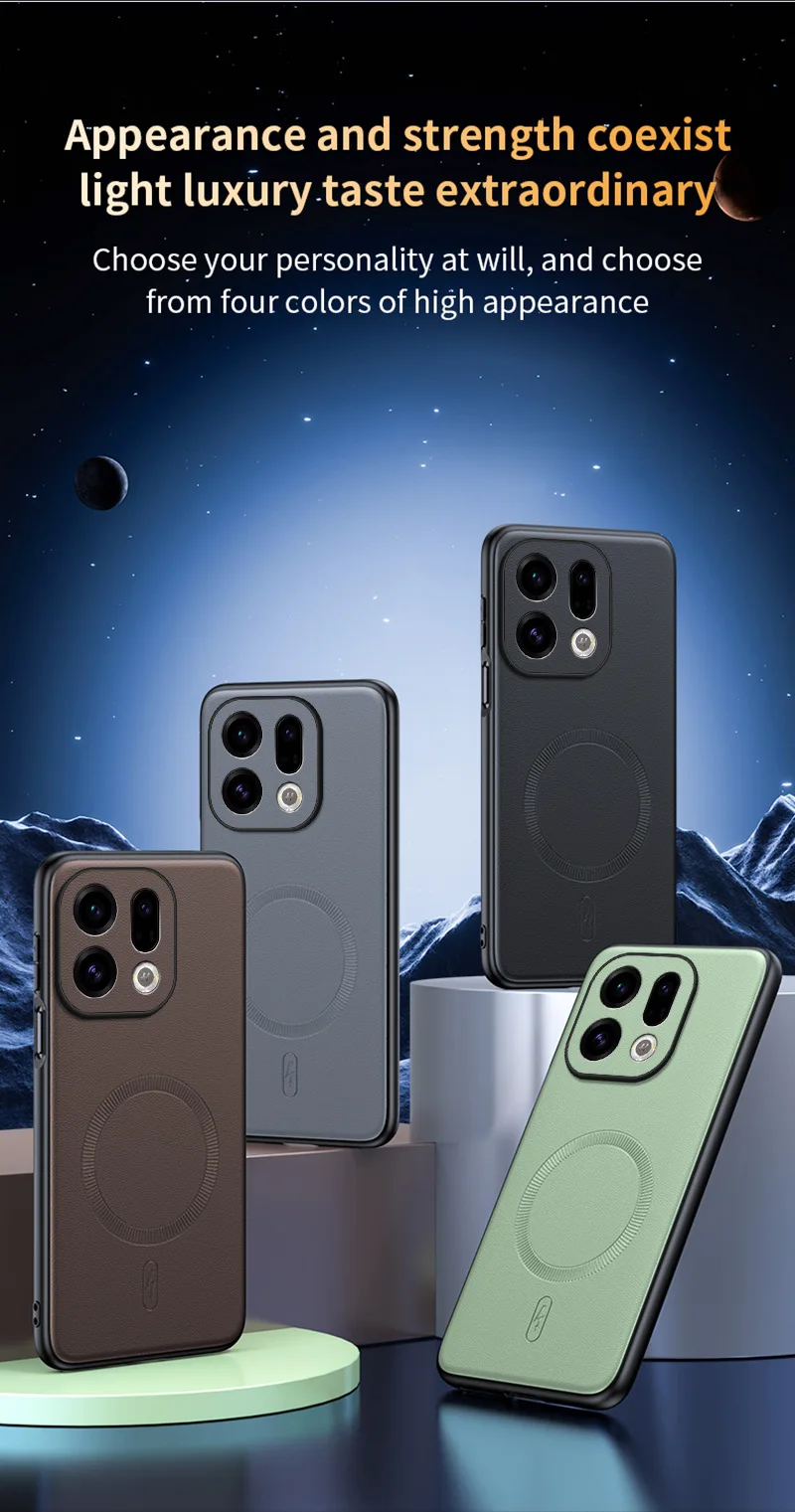 Für OPPO Find X9: Magnetische Lederhülle mit Schutzfunktion, Anti-Fingerabdruck, rutschfest, aus PC+TPU. – Detail 7