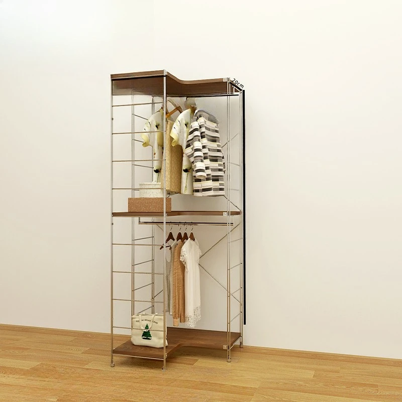 

Japanese-style shelf open retro hanging wardrobe new clothing rack floor-to-ceiling vertical home cloakroom