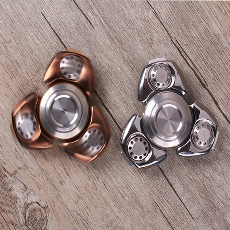 Senior Óxido De Alumínio Metal Fidget Spinner Aço Inoxidável Brass Plating Diamante Polimento 606 Mudo Rolamento Finger Fidget Gyro