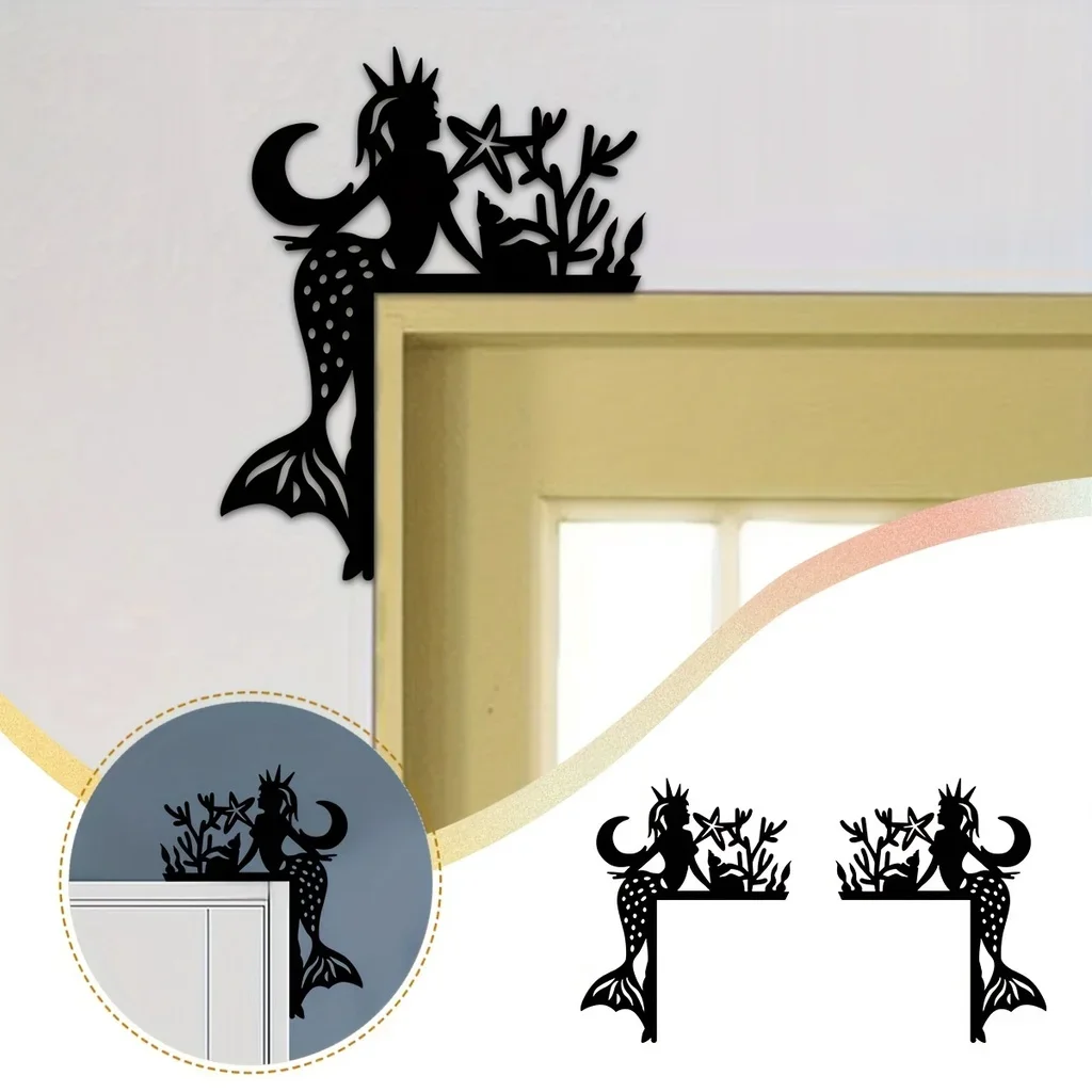 1pc Metal Mermaid Home Decorative Wall Sticker Door Corner Decoration Door Frame Corner Wall Mounted Decoration Art