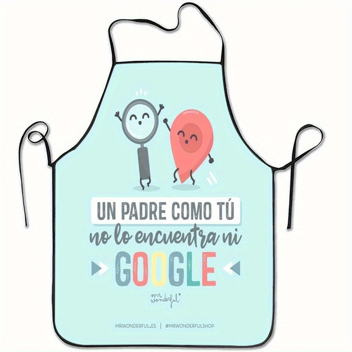 1pc Father's Day Novelty Apron - Funny Spanish Google Map & Magnifying Glass Design with Humorous Tech Quote, Sleeveless Adjusta