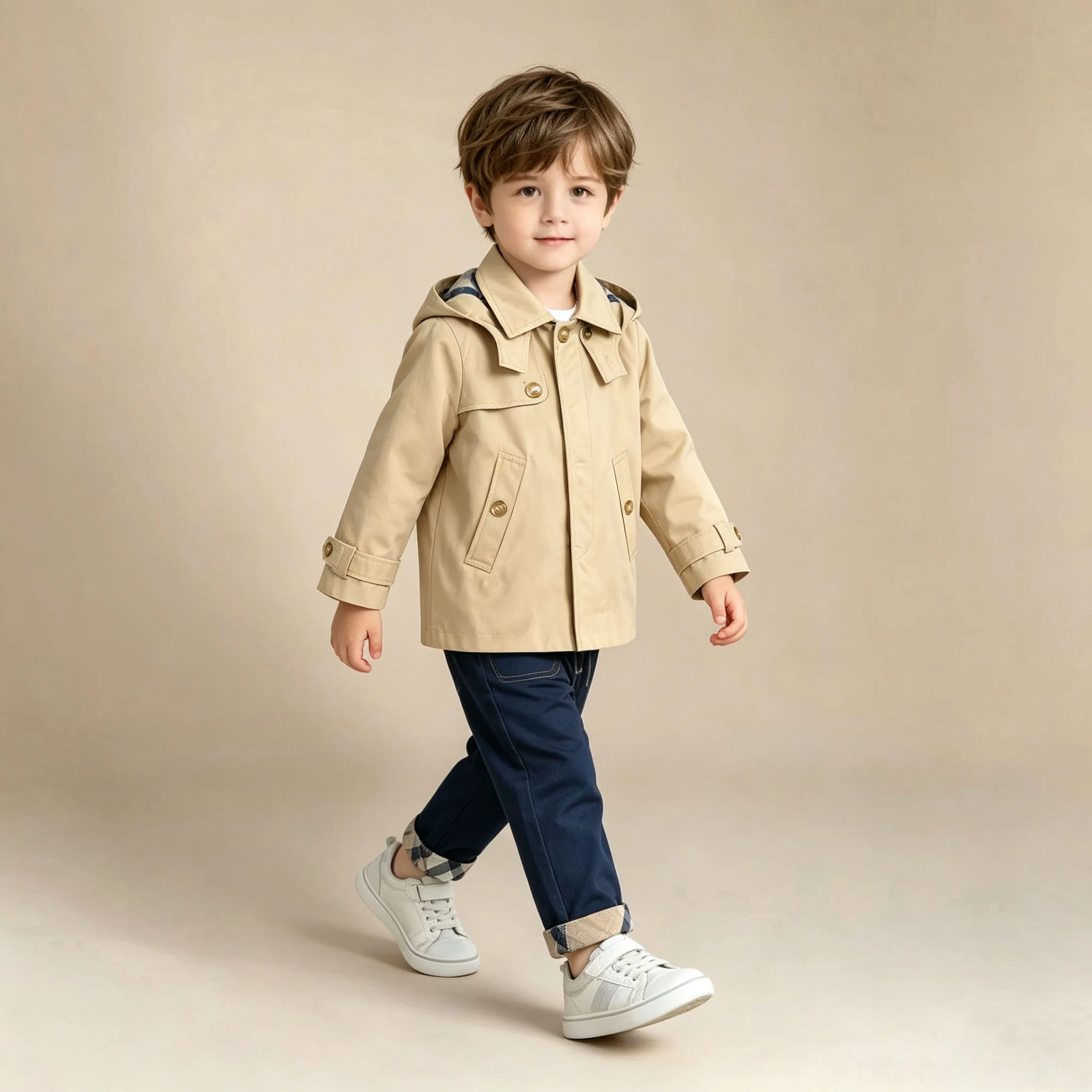 Baby Boys Fashion Long Trench Coats Jackets Kids Casual Elegant Cotton Jackets Overcoats Children Clothes