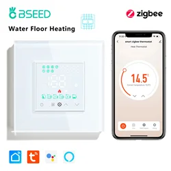 BSEED Zigbee Water Touch Thermostats Smart Floor Heating Controller With EU Socket USB Light Switches Google Alexa Yandex