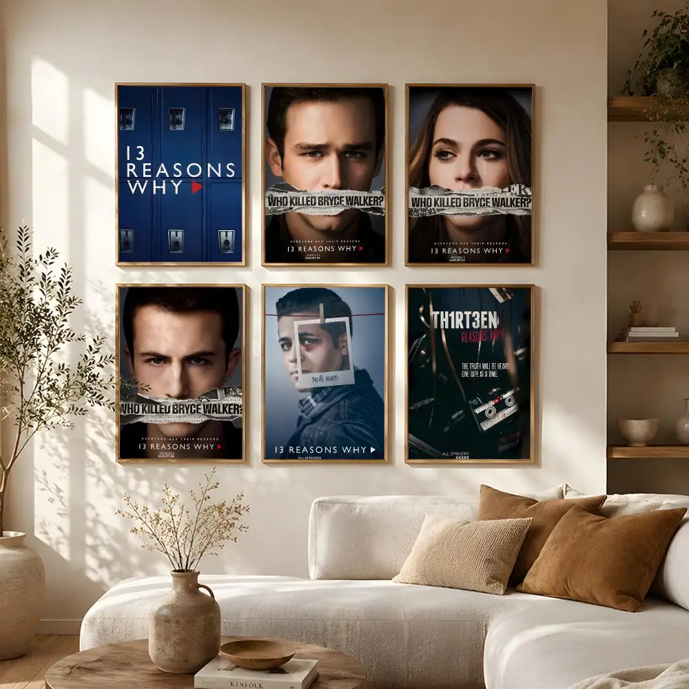 Teen Drama 13 Reasons Why Poster Self-adhesive Waterproof Paper Sticker Art Coffee House Bar Room Wall Decor
