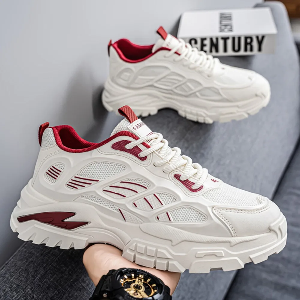 2026 Men's Thick Sole Shoes Summer Ventilated Mesh Casual Sporty Sneakers Soft Sole Versatile Thick Bottom Shoesndy