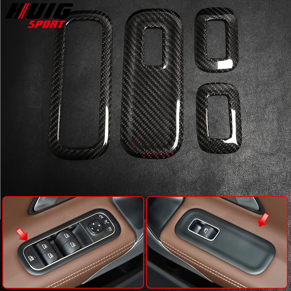 

Real Carbon Fiber For Mercedes Benz A CLA Class C118 A180 A200 A35 CLA180 CLA200 Car Side Door Window Lift Switch Button Trim