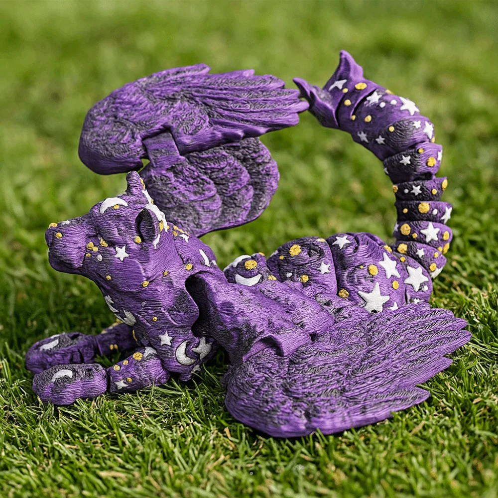 Oint Movable 3D Printing Lion Simulation Animal with Wings Simulation Lion Model Creative Design Star Moon Theme
