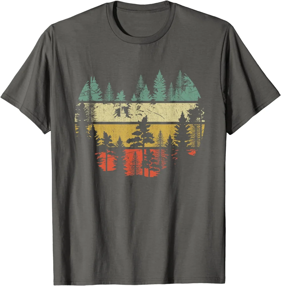 Wildlife Trees Outdoors Nature Retro Forest Gift Men Unisex Cotton T-Shirt