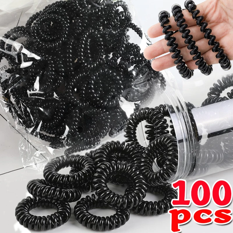 10-100pcs Large Spiral Hair Ties 45mm Spiral Hair Bands Coil Hair Bands Telephone Cord Bobbles No Trace Strong Hold Waterproof