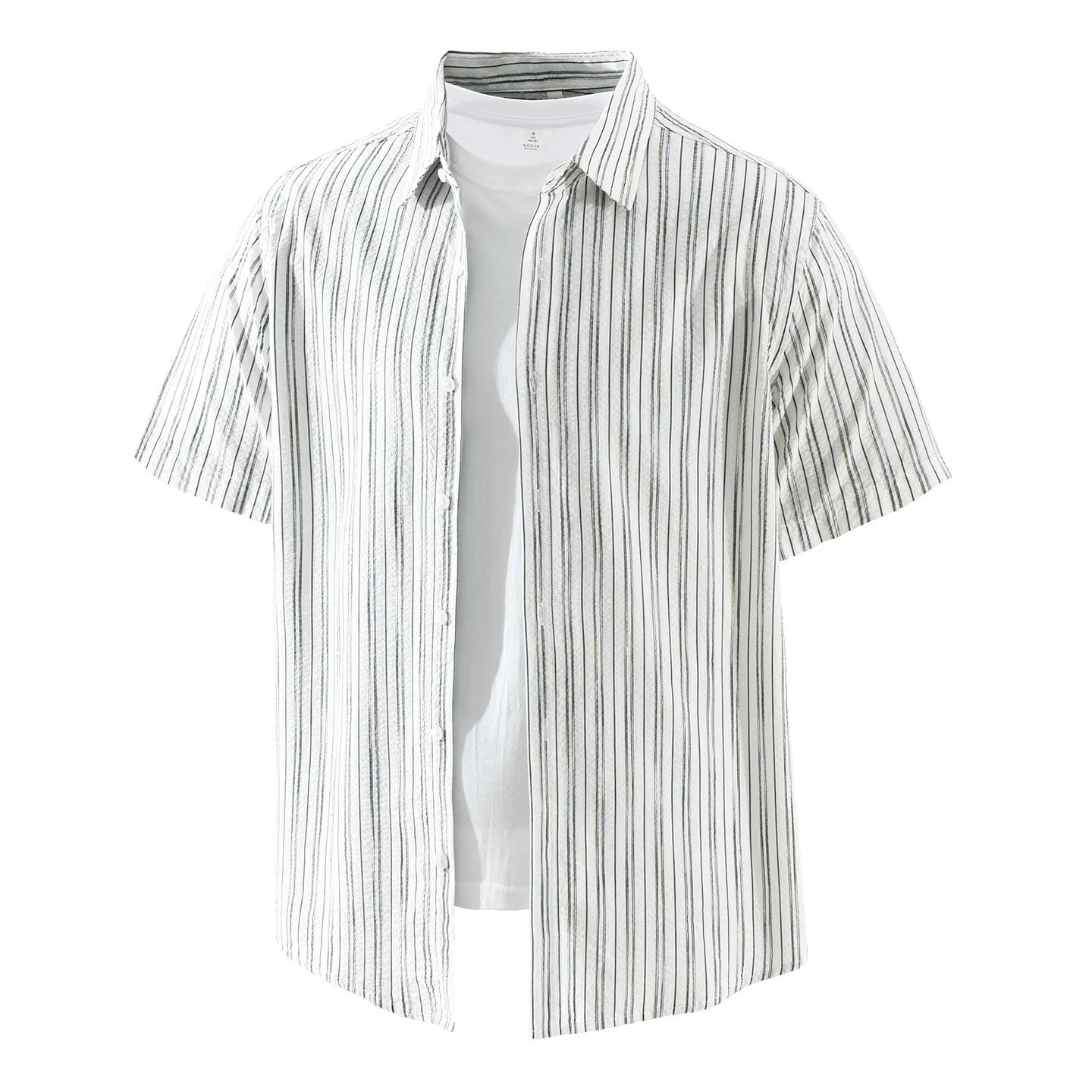 

New Men's Fashionable Loose Casual Striped Short Sleeve Shirt Japanese Style All-Match Artistic Loose Top for Men
