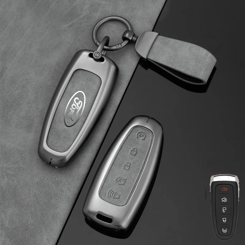 Zinc Alloy Car Remote Key Case Cover Shell Fob For Ford Explorer Edge Escape Flex Taurus 2011 2012 2013 2014 2015 Smart Key Bag